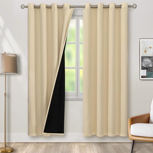 BGment Natürliche Verdunkelungsvorhänge, 244 cm lang, 2 Paneele, Set für Wohnzimmer, wärmeisoliert, 100% lichtblockierende Vorhänge und Vorhänge, mit Ösen, schalldichte Vorhänge für