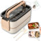 FRADABOX® Bento Lunchbox „Taylor“, 2 Etagen mit Fächern, Premium Edelstahl, BPA-freie Brotdose mit Besteck ideal für unterwegs, Meal Prep Bento Box für Erwachsene auslaufsicher und mikrowellengeeignet