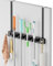 Lorbro Wood Metal Broom Holder Door Mount, 4 Hooks & 4 Slots, 17 x 11, Black, Over the Door Broom and Mop Holder, Household Organization, Gifts