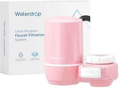 Waterdrop Ultrafiltrationssystem zur Hautpflege, Wasserfilter für den Wasserhahn, NSF/ANSI Standard Zertifiziert, Reduziert Chlor, Passt auf Standardhähne, WD-FC-02, Rosa (1 Filter)