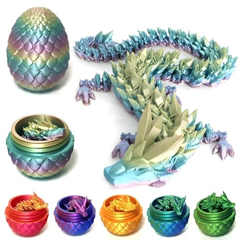 3D Gedrucktes Drachenei mit Drachen im Inneren Dragon Egg 3D Gedrucktes Bewegliches Drachenei Drachen Figuren Geheimnisvoller Drache Spielzeug, Flexible Gelenke, Osterkorbfüller (Rainbow)