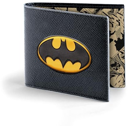 Batman Batsignal-Portefeuille pour Homme, Noir, 12 x 12 cm