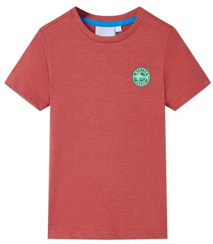 Kinder T-Shirt Rundhalsausschnitt Kurzarmshirt Kindershirt Shirt Paprikarot 140