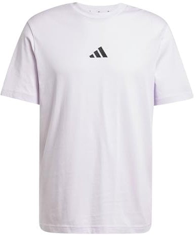 adidas Uomo Essentials Small Logo Single Jersey Tee, Ice Lavender/Black, XS