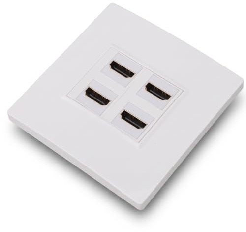 Placa de Pared HDMI de 4 Puertos, Panel de Montaje de Toma de Pared de Audio y Vídeo Compuesto por Componentes HDMI, Compatible con 4K 60 Hz, para Cine en Casa, Computadoras,