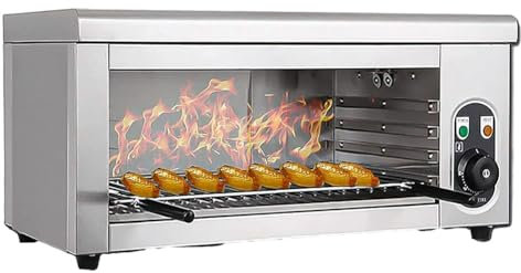 Parrilla de encimera para asar salamandra comercial de 2000 W, parrilla eléctrica para derretir queso, con rejilla ajustable, horno salamandra de acero inoxidable de 50-300 ℃, para derretir queso,