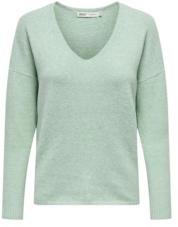 ONLY Damen Strickpullover V-Ausschnitt Sweater Onlrica Life L/S V-Neck Pullo KNT Noos 15224360 ,Lichen ,M