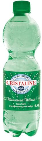 CRISTALINE Eau Gazéifiée, le rafraîchissement pétillant en bouteilles de 500g - lot de 12