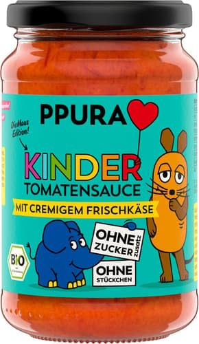 PPURA Bio Tomatensauce mit Frischkäse für Kinder | 100% Pur - Ohne Zuckerzusatz oder sonstige Zusatzstoffe | Stückchenfreie Pasta-Tomatensoße mit 6% cremigem Frischkäse | Made in Italy | 340g Glas