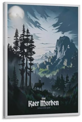 Kaer Morhen Witcher Vintage-Videospiel-Poster für Zimmer, ästhetische Leinwand, Wandkunst, Schlafzimmerdekoration, 60 x 90 cm