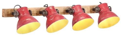 vidaXL Wandleuchte, 4-flammige Wandlampe mit Handbemalt, Deckenleuchte für Wohnzimmer Esszimmer Büro, Deckenlampe Spotleuchte, Industrie-Stil, 25 W Rot E27
