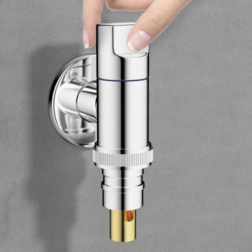 Waschmaschinen-Waschtisch-Wasserstoppventil, automatische Wasserstopp-Waschmaschinen-Wasserhahn, Messing-Wasserstopp, schnell öffnender Winkelventil (Silber)