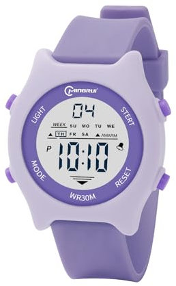 Mamiddle Montre Enfant 30M Imperméable à l'eau Montre Enfant Fille avec Alarme, chronomètre, chronomètre, Calendrier, rétro-éclairage pour Les 3-15 Ans (Violet)