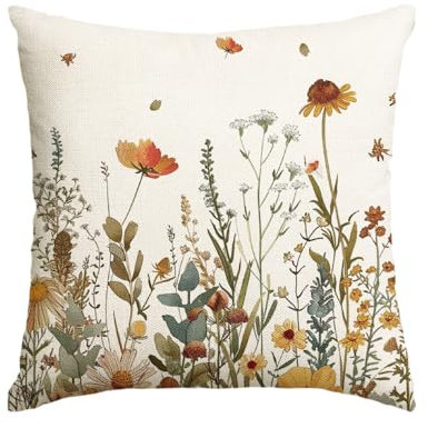 AVOIN colorlife Kissenbezug mit Herbstblumen, 45,7 x 45,7 cm, saisonales Herbstblumen-Ernte-Kissen, Dekoration für Sofa, Couch, 45,7 x 45,7 cm