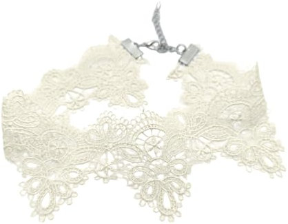 Meiliyizu Spitzen-Choker-Halskette, Vintage-Spitzen-Choker-Halskette, stilvoller Anhänger, verstellbare Länge, elegantes Halsband für Damen, Modeschmuck, Accessoire, Beige