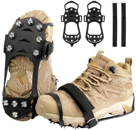 Yanbaozi Steigeisen, Schuhspikes, Schuhkrallen, mit 11 Edelstahl Zähne Spike für Schuhe Winter, Eisspikes Schneeketten Schuhe, Spike Grödel für Bergschuhe