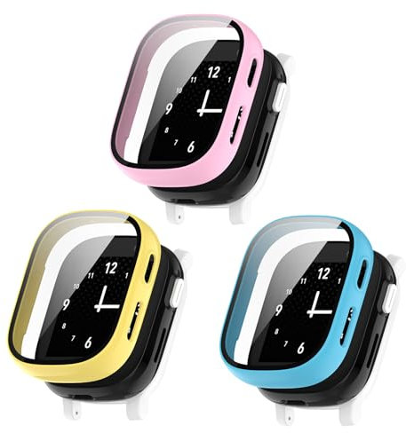 3 Stück Schutzhülle für Xplora X6 Play Schutzhülle mit Displayschutz, Hard PC 360° Rundum Kratzfest Stoßfest Gehäuse Ultradünne Schutz Case Cover für Xplora X6 Play Mädchen Jungen (Rosa Gelb Blau)