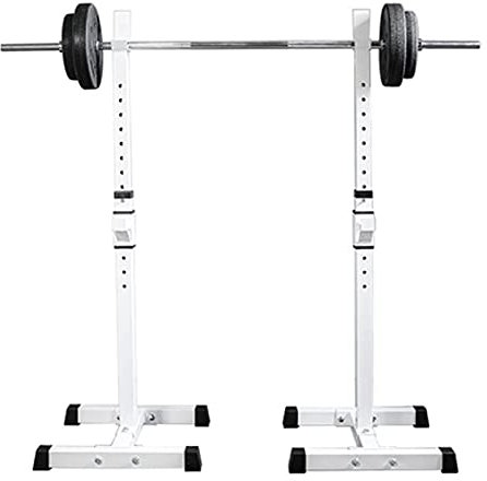 SmPinnaA Squat Rack Barbell Rack Stand Squat Rack Cap Barbell Dumbell Rack Gym Bench Press Squat Bench Press Rack Dip Station Dip Stand Fitness Bench Press Equipment Home Gym for Gym ，White-140cm