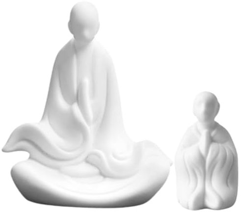 Amosfun 2stücke Tischdekoration Zen-mönchsfigur Mönchsstatue Gartenskulptur Porzellanmönch Kleine Mönchsfigur Mönchsdekor Minimönch Für Wohnungen Büros Schlafzimmer Arbeitszimmer