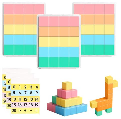 INQUIRLLY Magnetische Bausteine Blöcke für Kinder, 60 Stück Magnetbausteine Magnet Spielzeug Kinder, Magnetisches Spielzeug Mit 3 Zahlenaufkleber, für Jungen und Mädchen ab 3 Jahre(2cm x 2cm)