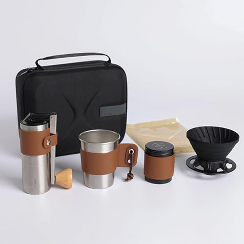 Set Für Die Kaffeemaschine Zum Übergießen, Set Für Handgebrühten Kaffee, Reiseset Für Die Kaffeezubereitung Im Freien, Stufenlos Verstellbarer Cutter Mit Hoher Härte