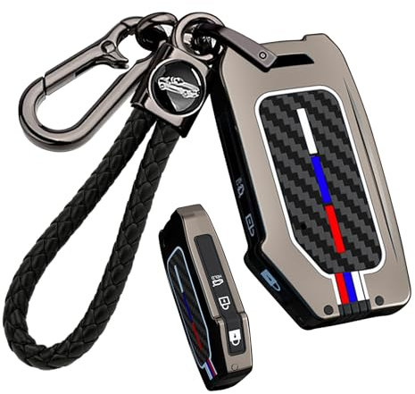 ontto Schlüsselhülle mit Schlüsselanhänger Passt für Kia Ceed Soul Forte Telluride K5 Seltos NIRO Sportage NQ5 Sorento Optima Autoschlüssel Hülle Metall Schutzhülle Schlüsselcover 3 Tasten-A Schwarz