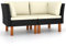 Myheimly Ecksofas 2 STK. Poly Rattan und Eukalyptus Massivholz Schwarz Sofa-Eckteil (Armlehne Links) Sofa-Eckteil (Armlehne rechts)