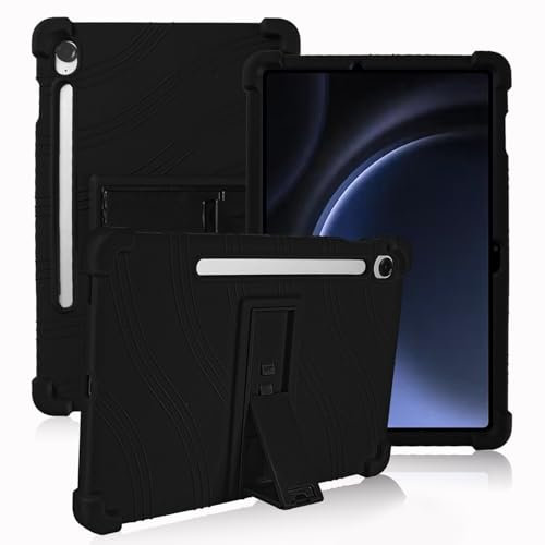 ATOOZ for Samsung Galaxy Tab S10 FE Tablet Case 2025,Soft Silicone Shockproof Case for Samsung Galaxy Tab S9 FE 10.9 inch with PC Stand & Pen Slot (Black)