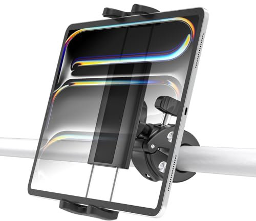 LYFPOOM Lenker Tablet Halterung, für Elektroroller/Mountainbiken/Kinderwagen/Boot iPad Halterung, Laufband Tablet Halterung für 4-12,9 Zoll Handy & Tablet, iPad Pro/Air/Mini, Galaxy, iPhone