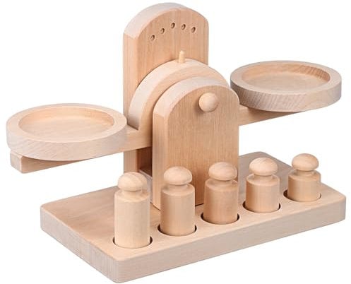 Yardwe Educational Wooden Balance Scale Boys and Girls Scale Toy Children's Weighing Math Learning Toy Balance for Boys and Girls