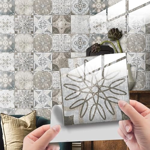 HORIWE Mandala Retro Fliesenaufkleber PVC Wasserdicht Wandaufklebe 24 Stück | Wasserdicht & ölfest Selbstklebende Tapete Einfach Anzubringen Fliesen Folie für Küche, Schrank, Möbel, Tisch, Badezimmer