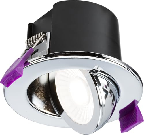Knightsbridge SpektroLED Evo Tilt - Fire Rated IP65 Downlight with 2 x Wattage and 4 x CCT - Polished Chrome