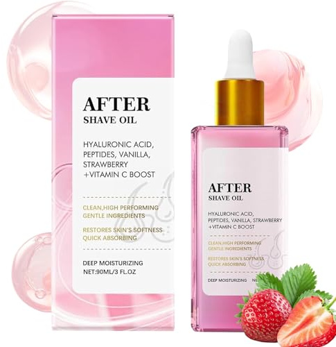 Truly After Shave Oil (90 ML), Soft serve aftér shave óil, After shave oil women und herren, Verhindert Eingewachsene Haare, Strawberry Vanilla rasieröl, Pflegt und Beruhigt Nach der Rasur