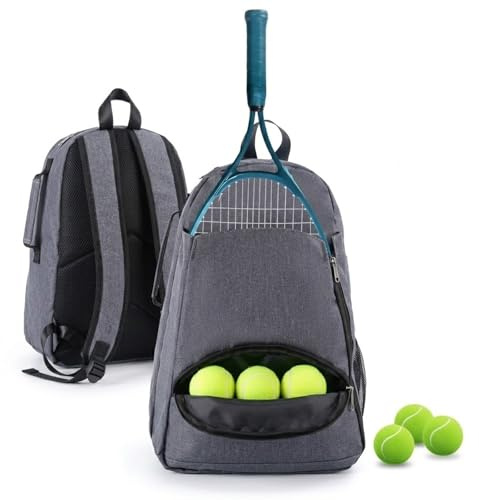 zaino porta racchetta tennis,sacca tennis,zaino da tenniss,borsa da tenni,zainos da tenni unisex per donna,uomo e bambino,Zainone porta racchette per borsa da badminton,Zainone sportivo (Grigio)
