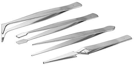CABLEPELADO - Kit de Pinzas de Precisión de Acero | Set de 4 Pinzas para Electrónica, Joyería y Modelismo | Herramientas de Reparación Profesional