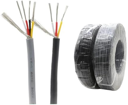 Xuro 28AWG UL2547 geschirmtes Kabel, 2-, 3-, 4-, 5-, 6-, 7- oder 8-adrig, PVC-isoliert, Kanalverstärker-Audiosignalkabel, verzinntes Kupfer, Steuerleitung(Black,2 Cores)