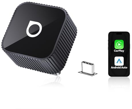 2026 Verbesserter OTTOCAST Mini Slim (USB-C Edition), 2-in-1 Wireless CarPlay & Android Auto Adapter für iOS 10+ & Android 11+, Multi-User-Unterstützung, Plug & Play wandelt Kabel in Wireless(Schwarz)