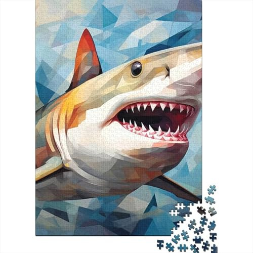 Hai 1000 Teile Recycled Papier Geo Hai Art Erwachsenenpuzzle Tragbares Puzzle-Set Familienabend Einfach Handhabung Engagierendes Gehirnspiel 38x26cm/1000pcs