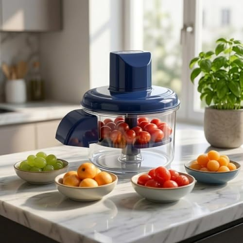 FENIX HOME Pelatore Elettrico Automatico per Uva, Pomodorini, Prugne e Frutta Piccola – Sbucciatore Ricaricabile USB con Ciotola in Vetro, Pulizia Rapida, Senza Fili – 35W