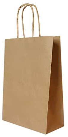 300 Papiertragetaschen mit Kordel - Kordeltragetasche in braun 18+08x24 cm - good4food