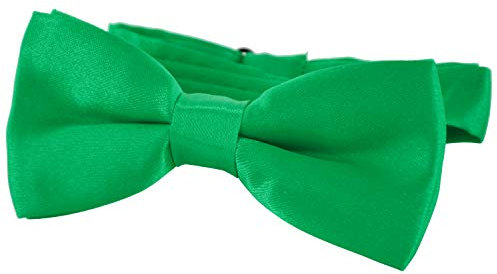 DonDon Papillon bambino e Ragazzo Ragazzi annodato e regolabile 9 x 4,5 cm effetto seta lucido verde erba