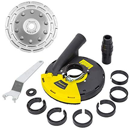 FANZTOOL Meule diamantée 180 mm avec carter d'aspiration universel pour meuleuse d'angle avec couronne de brossage