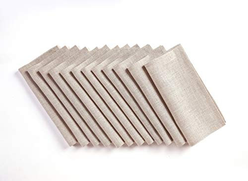 Solino Home Leinen Cocktail Servietten 9x9 Zoll,Natur 12er Set,100% Reines Leinen Stoff Servietten für Untersetzer, Party, Getränke,Fete, handgefertigt aus europäischem Flachs und maschinenwaschbar