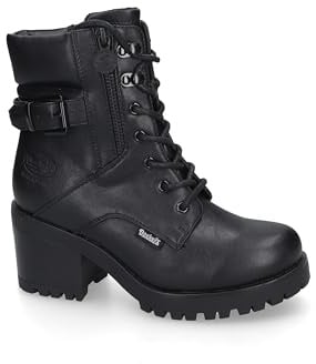 Dockers by Gerli Damen Combat Boots, Frauen Stiefeletten,warm gefüttert,uebergangsschuhe,uebergangsstiefel,schnürstiefel,schwarz,38 EU