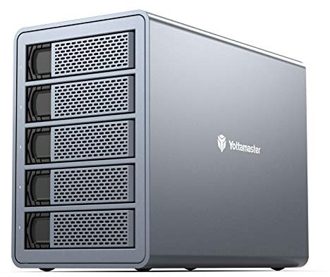 Yottamaster 10Gbps 5 Bay USB C Hard Drive Enclosure Daisy Chain, Type-C External HDD Enclosure Support 2.5 & 3.5 SATA HDD/SSD up to 5X18TB, Non-RAID DAS Support 270TB Storage Expansion [FS5C3]