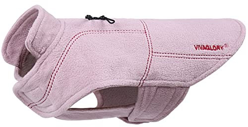 VIVAGLORY Softpad Wintermantel Hund, Hundemantel Fleecemantel Hund, Fleecejacke mit Bauchschutz & Klettverschluss, Fleece Reflektierend Verstellbar Softshell, XS, Rosa