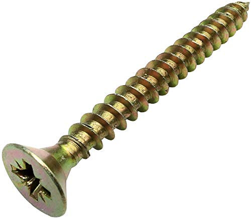 Aerzetix - C45199 - Lot de 100 - Vis à Bois - Ø6x60mm - en Acier Laitonné Métal - Tête Fraisée - à Empreinte Cruciforme Pozidriv - Couleur Laitonné