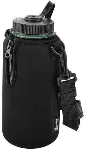 Beautyflier Neoprene Water Bottle Sleeve Insulator Cooler, Compatible with Nalgene Water Bottle 32 OZ, with Adjustable Shoulder Strap for Hydro Flask Wide Mouth Bottle 32oz, etc.