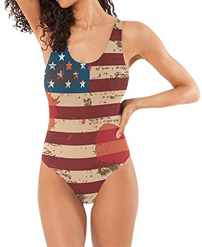 Art USA Drapeau Femme Maillot de Bain 1 Pièce Tenue de Plage Bikini Monokini Swimsuit pour Filles