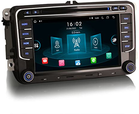 Erisin Android 14 8-Kern 4GB + 64GB Autoradio Mit GPS für VW Passat Golf 5/6 Touran Caddy Skoda Seat Tiguan Jetta T5 Transporter Bluetooth Touchscreen CarPlay DAB+ DSP RDS WiFi
